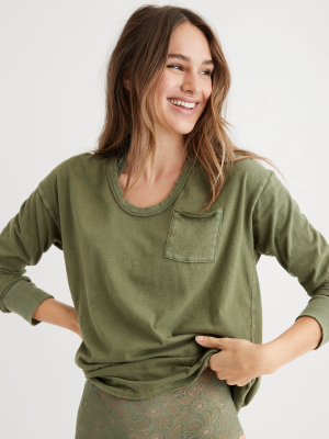 Aerie Oversized Long Sleeve Voop T-shirt