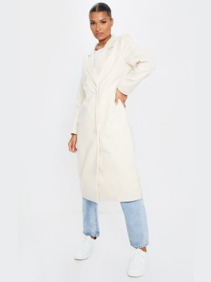 Cream Double Breasted Longline Coat