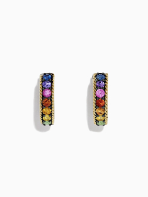 Effy Mosaic Sterling Silver & 18k Gold Multi Sapphire Earrings, 1.15 Tcw