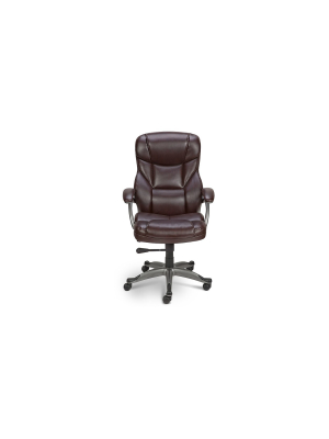 Staples Osgood Bonded Leather High-back Manager's Chair Brown 416523