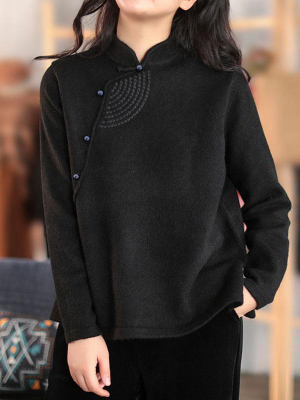 Retro Warm Women Stand Collar Sweater