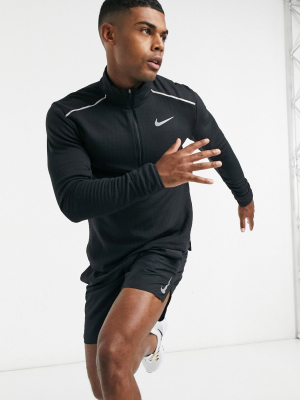 Nike Running Element 3.0 Half Zip Top In Black