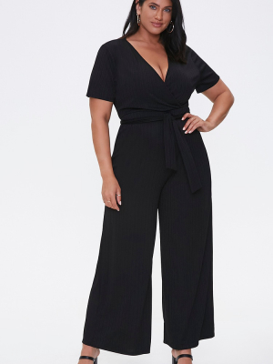 Plus Size Surplice Jumpsuit