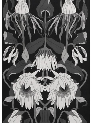 Archives Collection Withered Flowers Wallpaper In Black Design By Studio Job For Nlxl Wallpaper