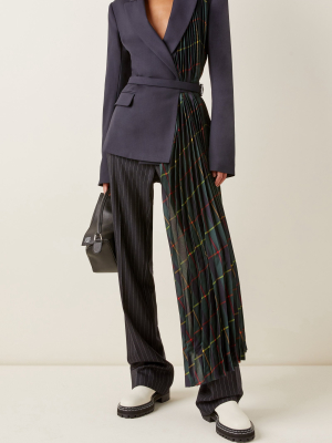 Harris Tartan-paneled Wool-blend Jacket