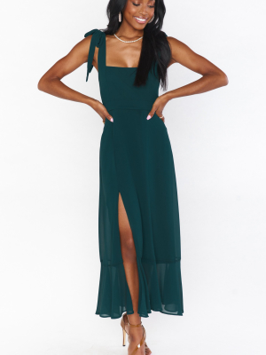 Claire Midi Dress ~ Emerald Chiffon