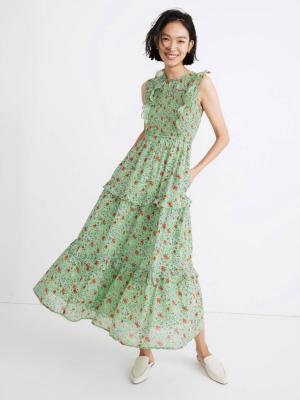 Banjanan Iris Ruffled Midi Dress In Siesta Bud Print