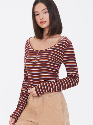 Striped Half-zip Top