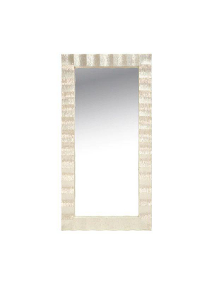 Milo Rectangle Floor Mirror W/ Pearlized Capiz Scallop Frame