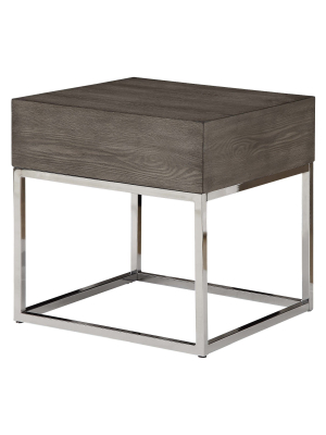 Cecil Ii End Table Gray Oak/chrome - Acme Furniture