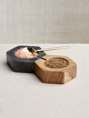 Hayes Marble And Wood Salt And Pepper Set