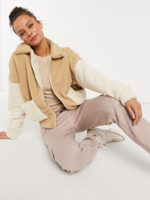 In The Style X Jac Jossa Teddy Jacket In Stone