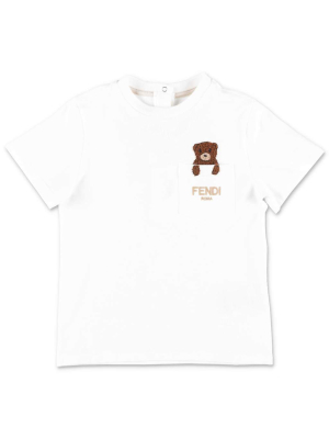 Fendi Kids Bear Embroidered T-shirt