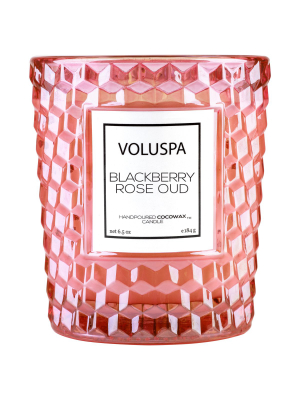 Blackberry Rose Oud Textured Glass Candle