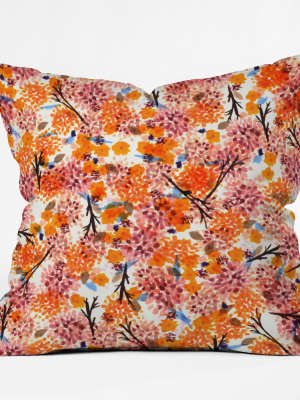 Orange Sorbet Floral Throw Pillow - Deny Designs