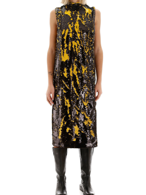 Ganni Sequins Sleeveless Midi Dress