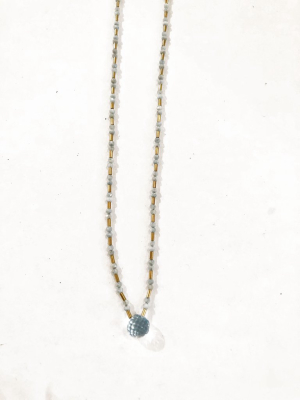 Agate With Blue Topaz Drop Necklace