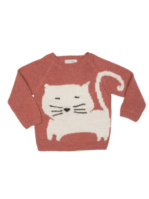 Nanay Kids Alpaca White Cat Sweater- Multiple Colors