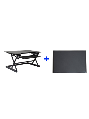 40" Adjustable Desk Riser With Medium Energizing Mat Black - Rocelco