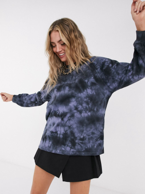 Asos Design Oversized Long Sleeve T-shirt In Grunge Tie Dye