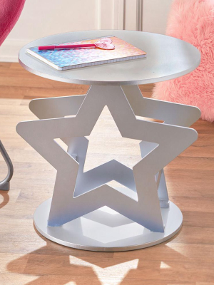 Lakeside Novelty Silver Star Shaped Room Accent Table For Kids, Teenagers Room