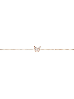 Diamond Butterfly Bracelet - Rose Gold