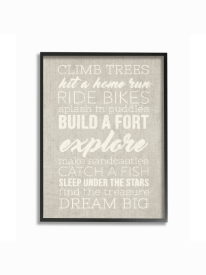 11"x1.5"x14" Climb Trees Dream Big White With Tan Framed Giclee Texturized Art - Stupell Industries