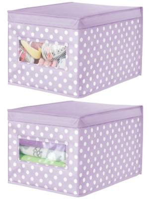 Mdesign Child/kids Fabric Closet Storage Box, Large, Polka Dot, 2 Pack