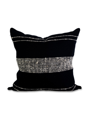 Bogota Pillow - Black With Ivory Stripes