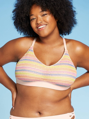 Juniors' Plus Size Crochet Bralette Bikini Top Xhilaration™ Multi Stripe