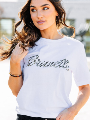 The Brunette White Leopard Graphic Tee
