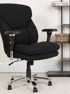 High Back Executive Swivel Ergonomic Office Chair With Large Headrest Black Fabric - Riverstone Furniture