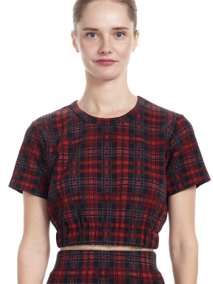 Maeve Cropped Tee - Plaid