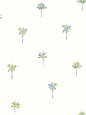 Palmetto Teal Leaves Wallpaper From The Seaside Living Collection By Brewster Home Fashions