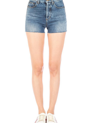 Saint Laurent Stonewashed Denim Shorts