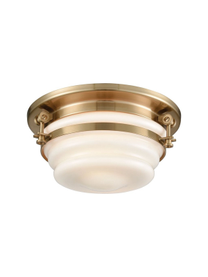 Riley 2 Flush Mount In Satin Brass Design By Bd Fine Lighting