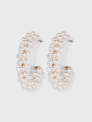 Sugarfix By Baublebar Pearl Embellished Hoop Earrings - White