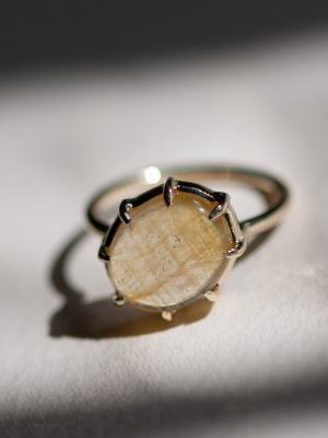 Yellow Sapphire Cabochon Angled Ring