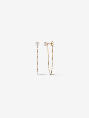 Long Chain Pearl Studs Sbe310