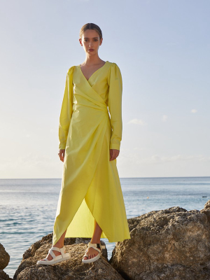 Oceanic Dress In Colourblock Yellow