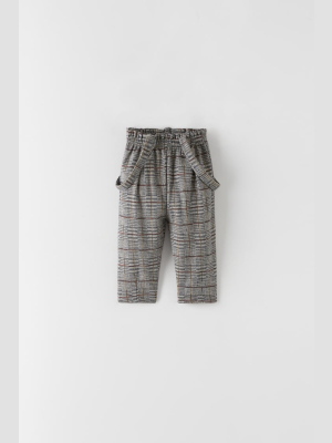 Suspender Plaid Pants