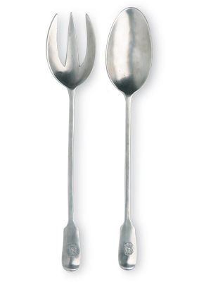 Antique Serving Fork & Spoon Set - 2 Piece Set