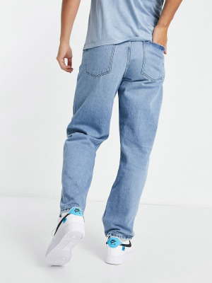 Asos Design Organic Baggy Jeans In Vintage Light Wash Blue