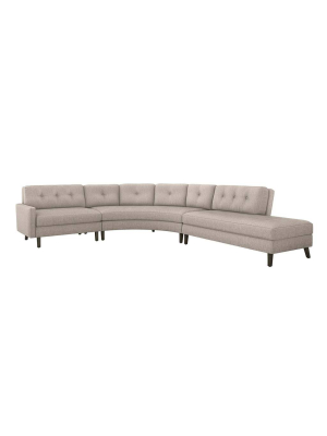 Interlude Home Aventura Right Chaise 3 Piece Sectional - Light Brown