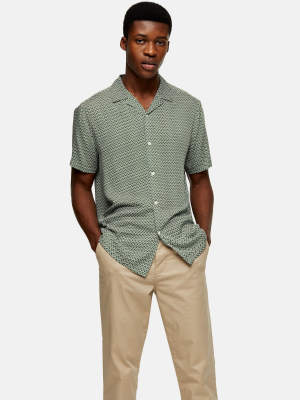 Green Geometric Print Revere Shirt