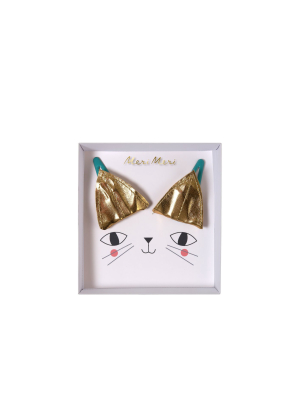 Meri Meri - Cat Ear Hair Clips Gold - Hair Clips And Pins - 2ct