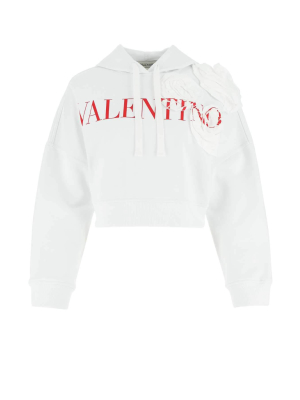 Valentino Flower Detail Logo Printed Hoodie