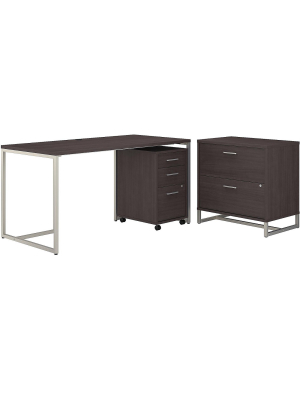 Office By Kathy Ireland Method 60 Computer Desk W/file Cabinets Storm Gray Mth025sgsu