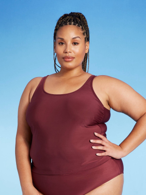 Women's Plus Size Twist Back Tankini Top - All In Motion™ Burgundy