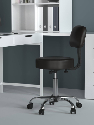 Caressoft Medical Stool With Back Cushion Black - Boss Office Products